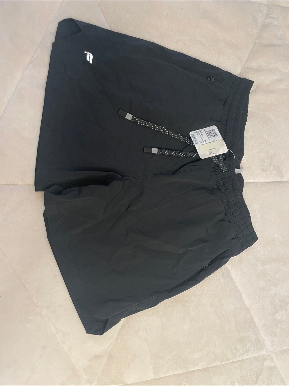 Fabletics Black Women's Athletic Shorts with Drawcord and Zip Pocket
